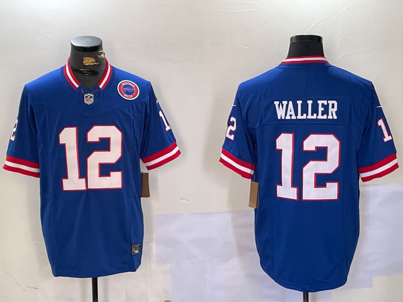 Men Buffalo Bills #12 Waller Blue Throwback 2024 Nike Limited NFL Jersey style 2